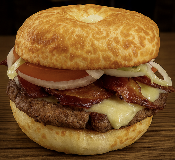 Bagel Bacon Cheeseburger